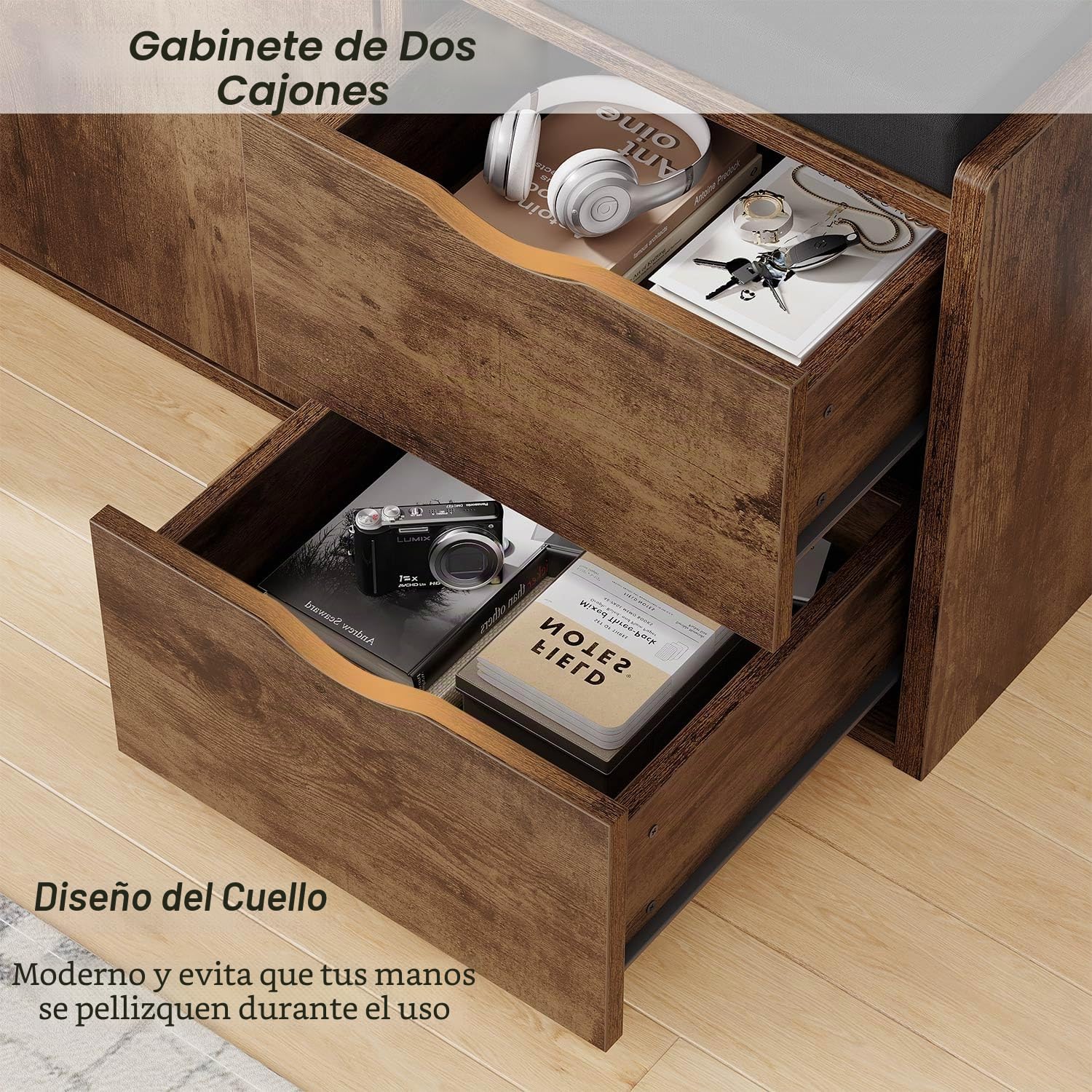 LVB Banco Zapatero con cajón y Asiento Acolchado, Multifuncional para Entrada/salón, 150 kg, 101x45x34 cm, marrón-Negro