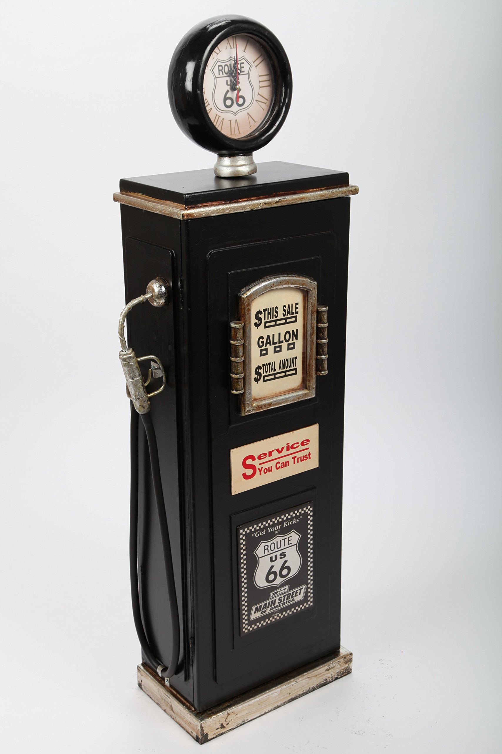 Design-Schrank Zapfsäule mit Uhr, Retro, schwarz, 102cm