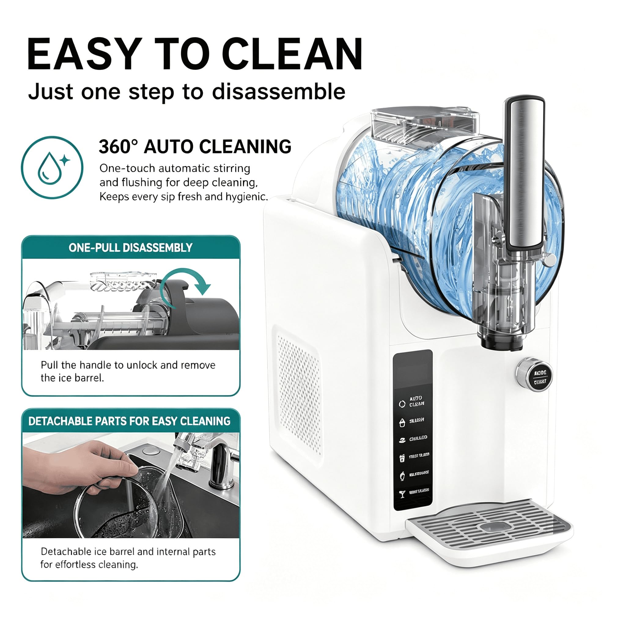 Máquina de granizados Multifuncional para el hogar, máquina para Hacer Bebidas congeladas de Gran Capacidad de 2 litros con 5 Modos, congelación rápida,Blanca