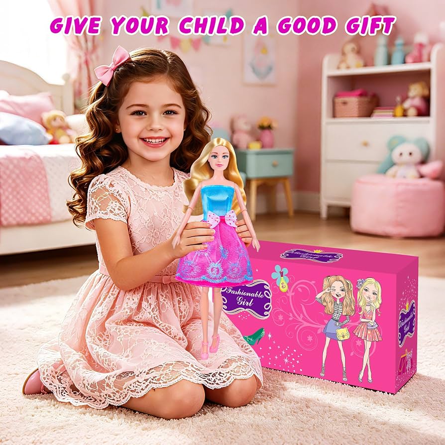 doll princess dress 135 Pcs Clothes and Accessories with Doll,Doll Playset for Girls Color:White + Blue have addition to your NA-11.19.25AM boohoo Women's Choker Neck