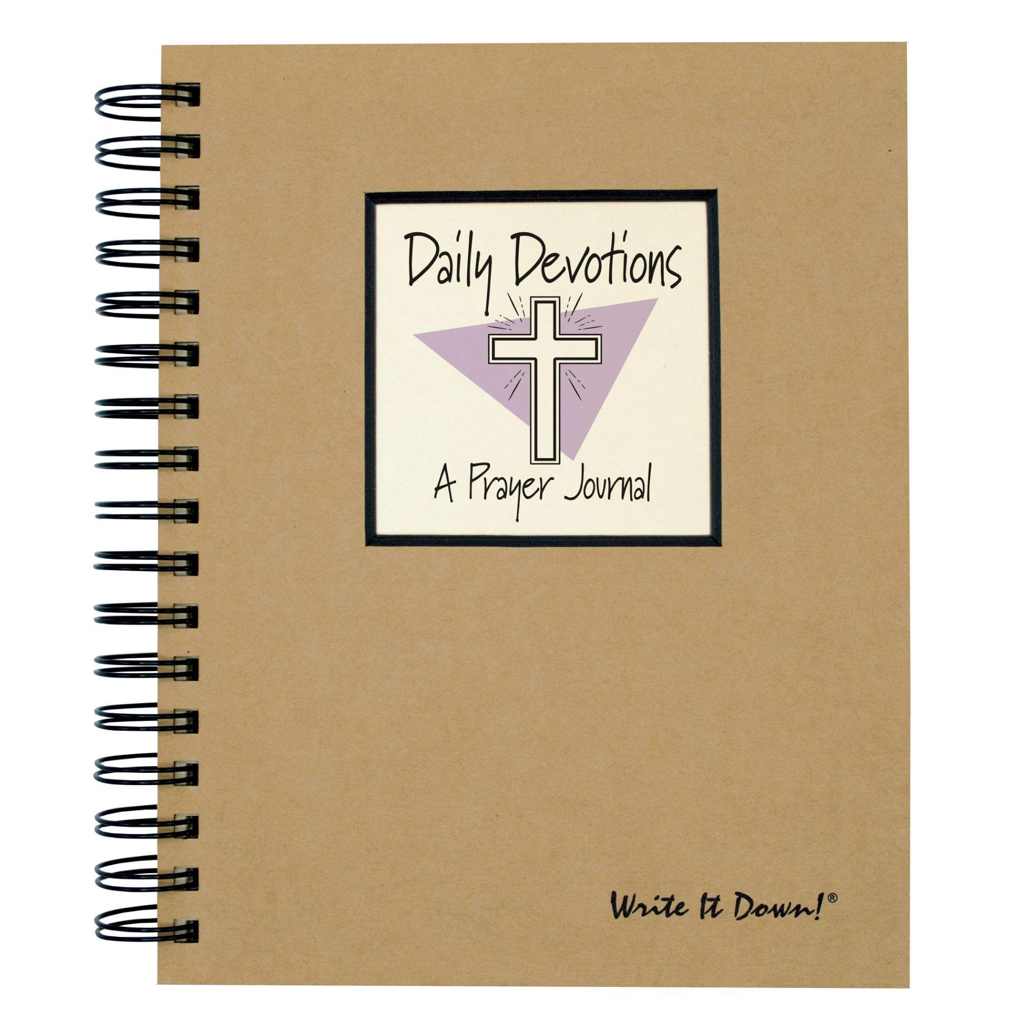 Journals Unlimited "Write it Down!" Series Guided Journal, Daily Devotions, A Prayer Journal, with a Kraft Hard Cover, Made of Recycled Materials, 7.5"x 9"