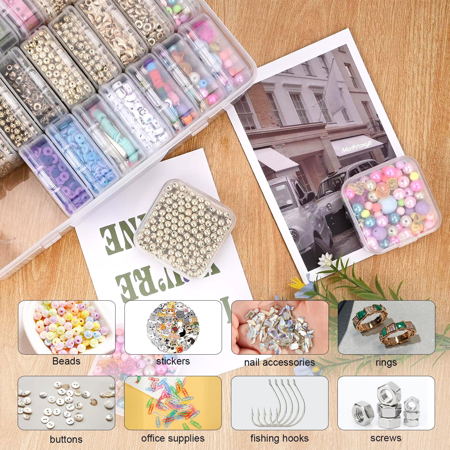 30pcs Mini Bead Organizer, Transparent Jewelry Storage Box, Rectangular Transparent Small Item Organizer, Jewelry And Fishing Equipment Compartment Storage Box, Plastic Bead Box