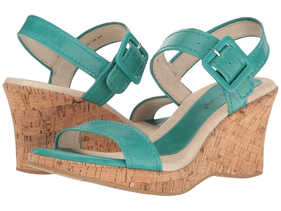

David Tate Newport (Emerald Glazed Calf) Women's Wedge Shoes, Blue