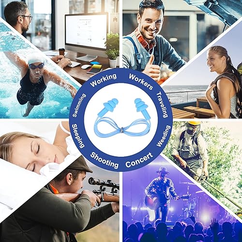 Miniatura 3 de Tapones de silicona para los oídos, 6 pares, reducción de ruido de 32 dB, sueño, ronquidos, natación, trabajo, concierto, disparos