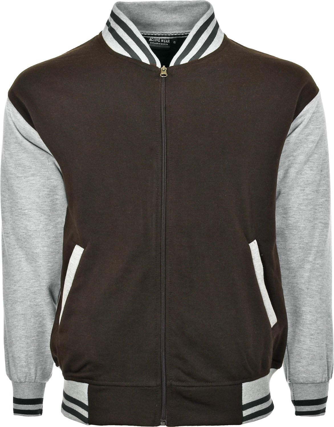 ActivewearMen &Women Baseball Varsity Hooded Bomber Jacket with Pockets &Open End Zip Size S to 2XL (L, Brown)