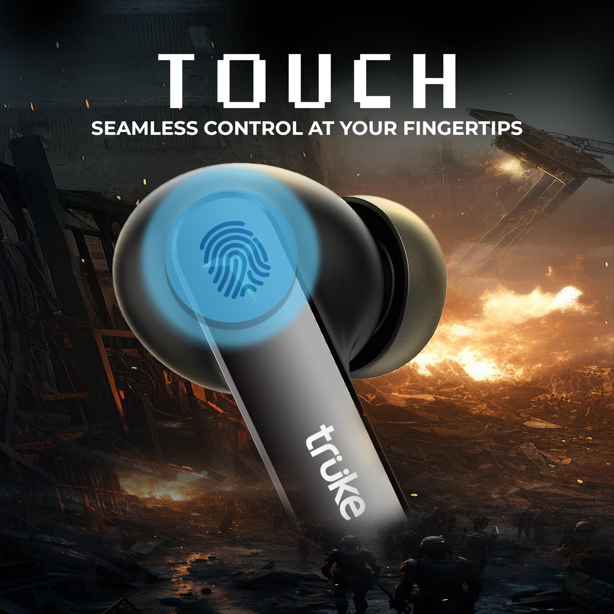truke New Launch BTG Flex True Wireless in Ear Earbuds, Dual Pairing Ear Buds, 40ms Low Latency Gaming Mode, 60H Playtime Fast Charging, HiFi DSP Sound, Quad-Mic ENC, 13mm Driver,Bluetooth 5.4(Black) 4