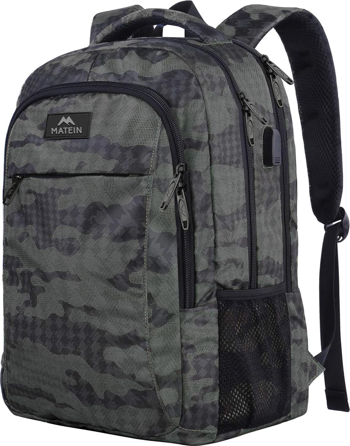 MATEIN Travel Laptop Backpack, Work Bag Lightweight Laptop Bag with USB Charging Port, Anti Theft Business Backpack, Water Resistant School Rucksack Gift for Men and Women, Fits 15.6 Inch, Grey — view 21