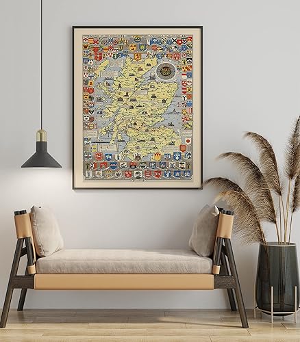 Miniatura 2 de Mapa de Escocia - Arte histórico del mapa escocés de L.G. Bullock. John Bartholomew & Son Ltd. Edimburgo, 1950, mapa de regalo escocés, arte de