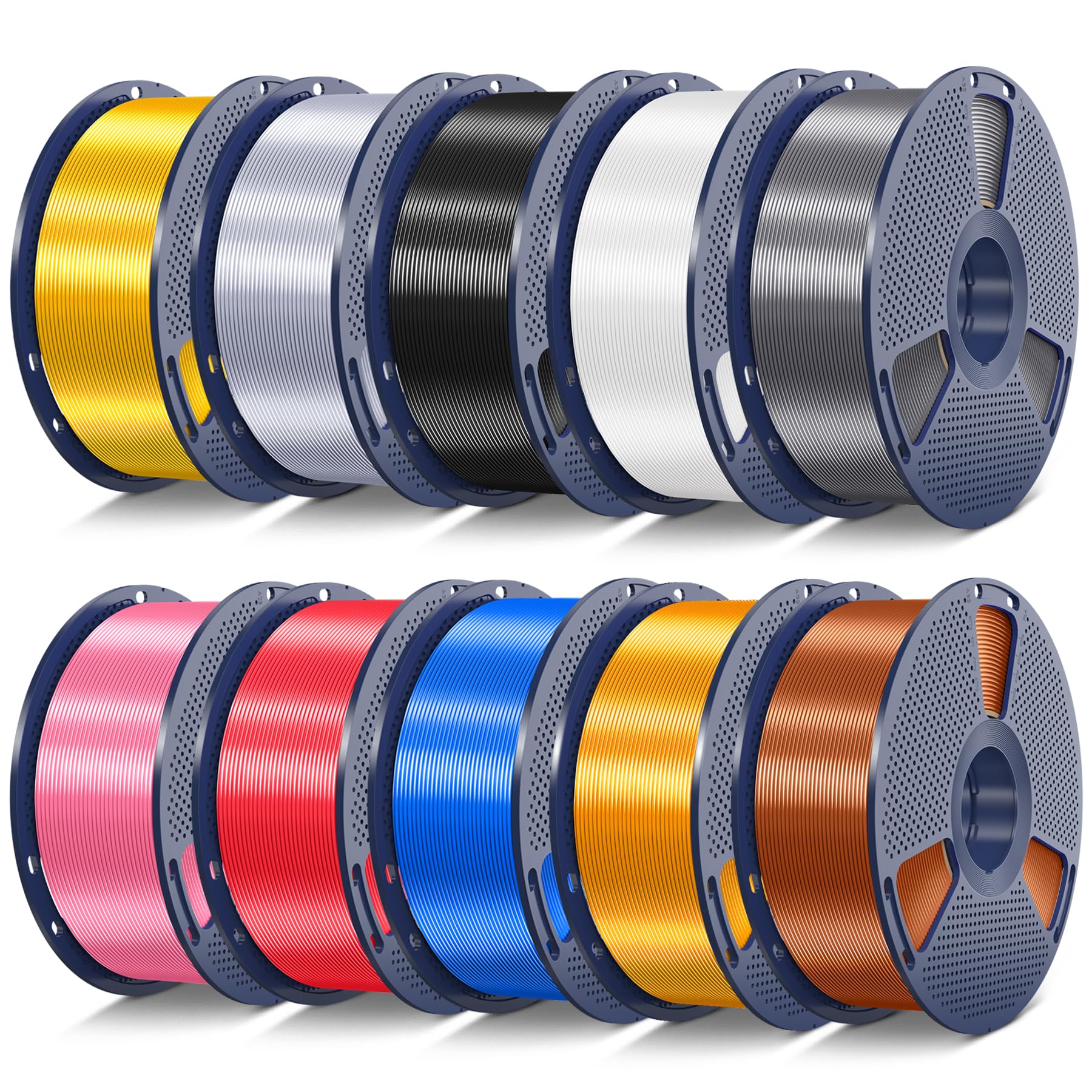 SUNLU 10KG Silk Shiny PLA Filament Bundle 1.75mm, 10KG in Total