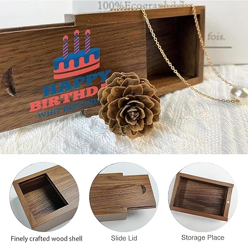 Miniatura 5 de Caja de regalo de madera pequeña personalizada con tapa deslizante, caja USB de recuerdo de madera personalizada con grabado láser con nombre y