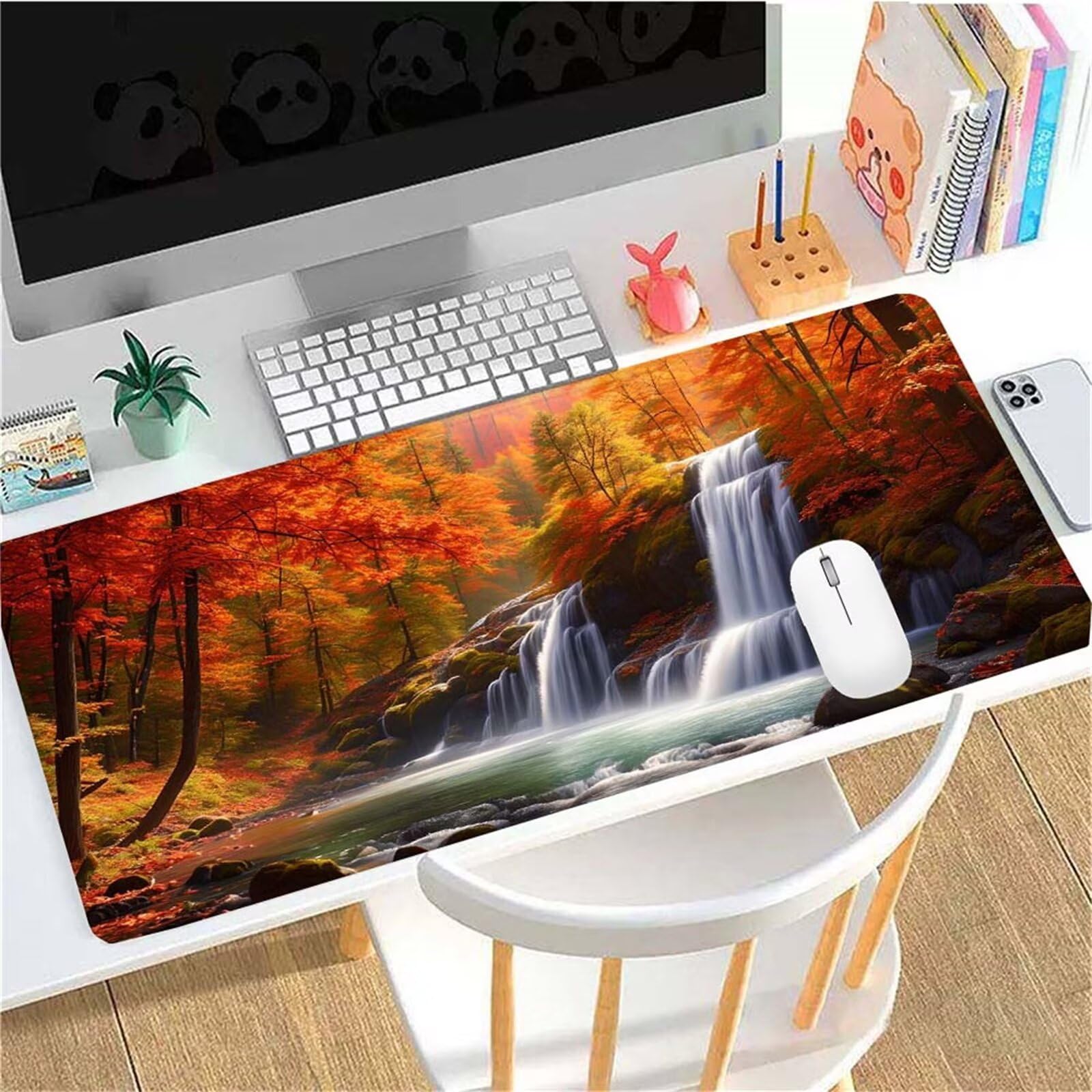 Alfombrilla Ratón Caer Escena Alfombrilla Ratón XXL 1400x600x3mm Mouse Pad Resiste Salpicaduras, Extendida de Gran Tamaño con Bordes Cosidos, Mejora Precisión y Velocidad,Antideslizante,Duradera y-377
