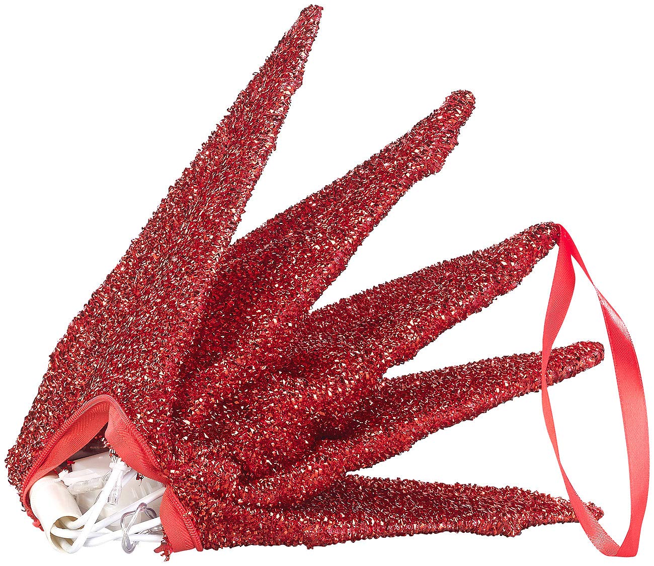 Weihnachtsstern faltbar: 4er-Set Faltbare Weihnachtssterne, LED-Beleuchtung, Glitterrot, Ø 65cm (Kabellose LED, Stern Batterie, Weihnachten)