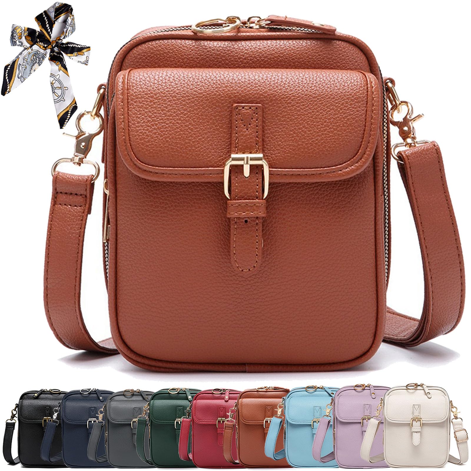 Crossbody Leather Bag for Women Travel, Vintage Anti-Theft