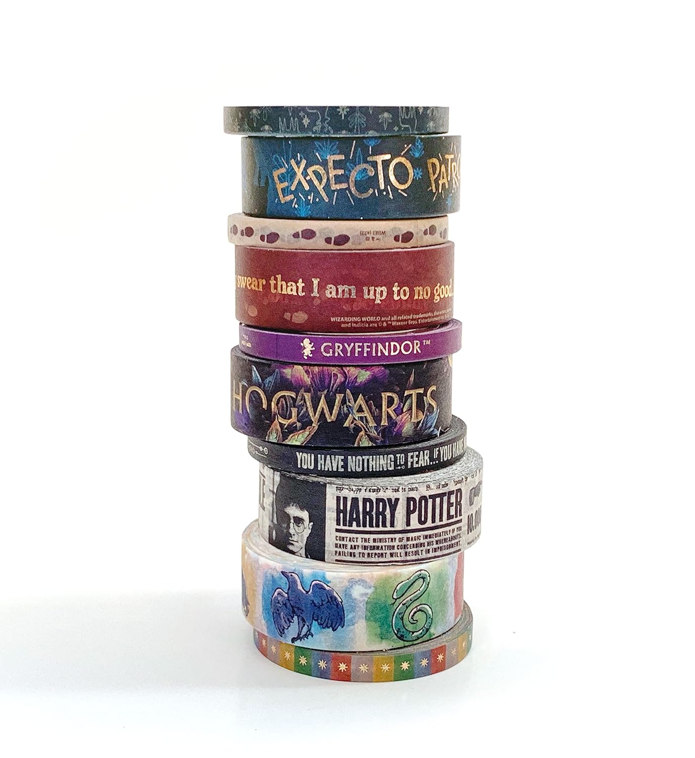 Paper House Productions Harry Potter Foil Accent 10 Piece Washi Tape Pack with 5 15mm Rolls and 5 5mm Rolls - Bold & Bright