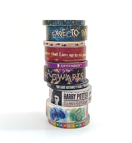 Paper House Productions Harry Potter Foil Accent - Paquete de 10 cintas washi con 5 rollos de 0.591 in y 5 rollos de 0.197 in - atrevida y brillante