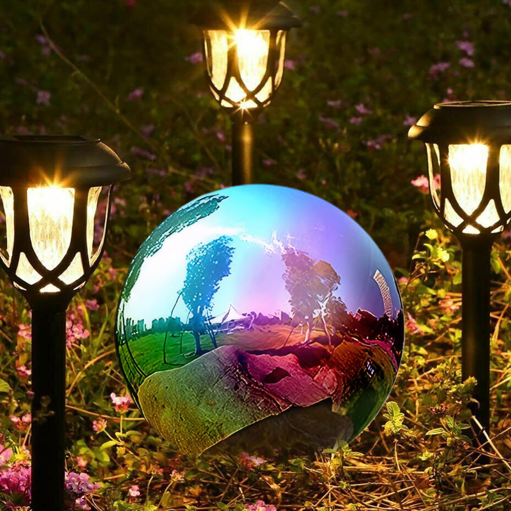 Gazing Balls Stainless Steel 10 Inch Stainless Steel Gazing Ball - Rainbow Garden  Globe For Outdoor Decor Outdoor Reflective Decor, image size:1761x1761