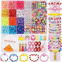 Pony Beads for Bracelet Making Kit，Multi-Pony Beads Letter Beads Polymer Clay Beads Smile Face Beads for Jewelry Making with pendants, coils, and other craft jewelry necklace