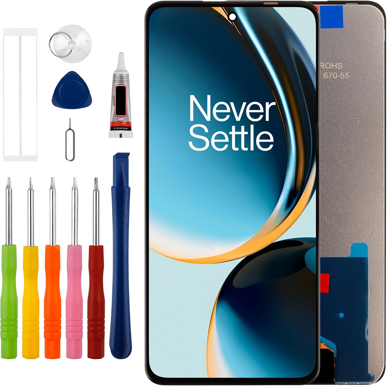 Duotipa [New] LCD Display Screen Digitizer Assembly Replacement for Oneplus Nord N30 5G & 1+ Nord CE 3 LITE 5G 6.72" with Technical Repair Tools Kit-Black