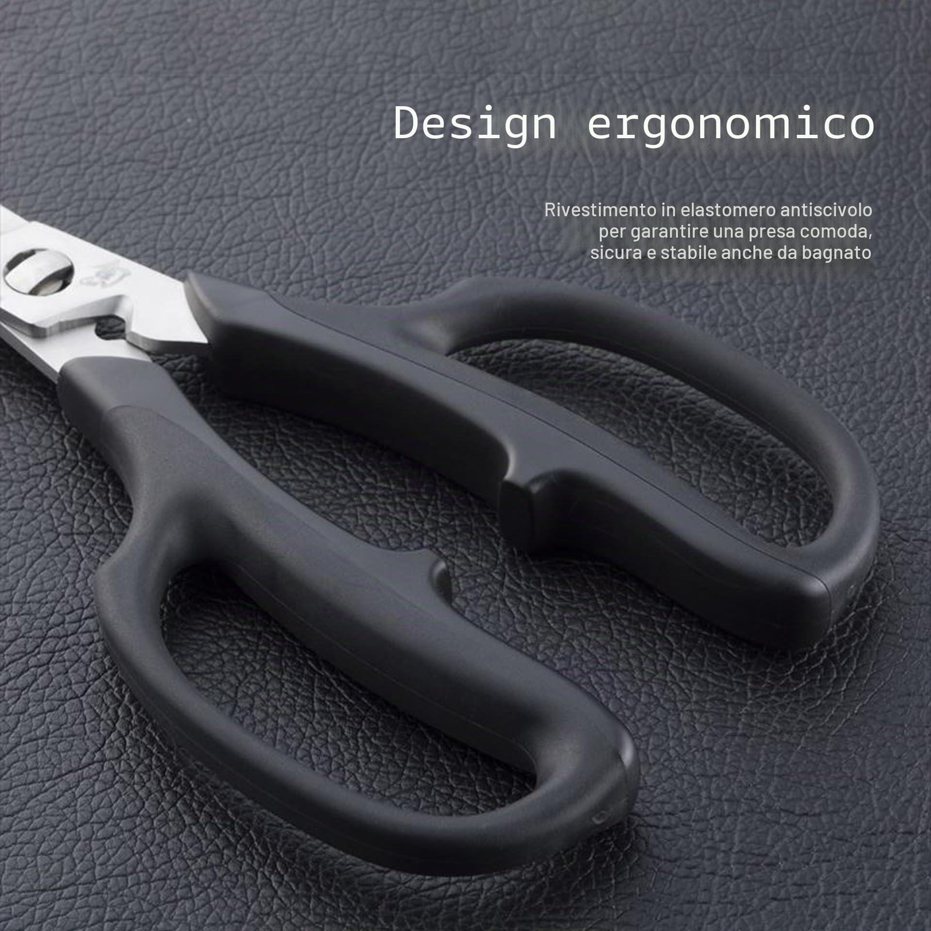 KAI Shun forbici da cucina giapponesi per erbe, nere con una lunghezza totale di 19 cm - lama 5 cm - forbici per erbe di qualità premium per cucina