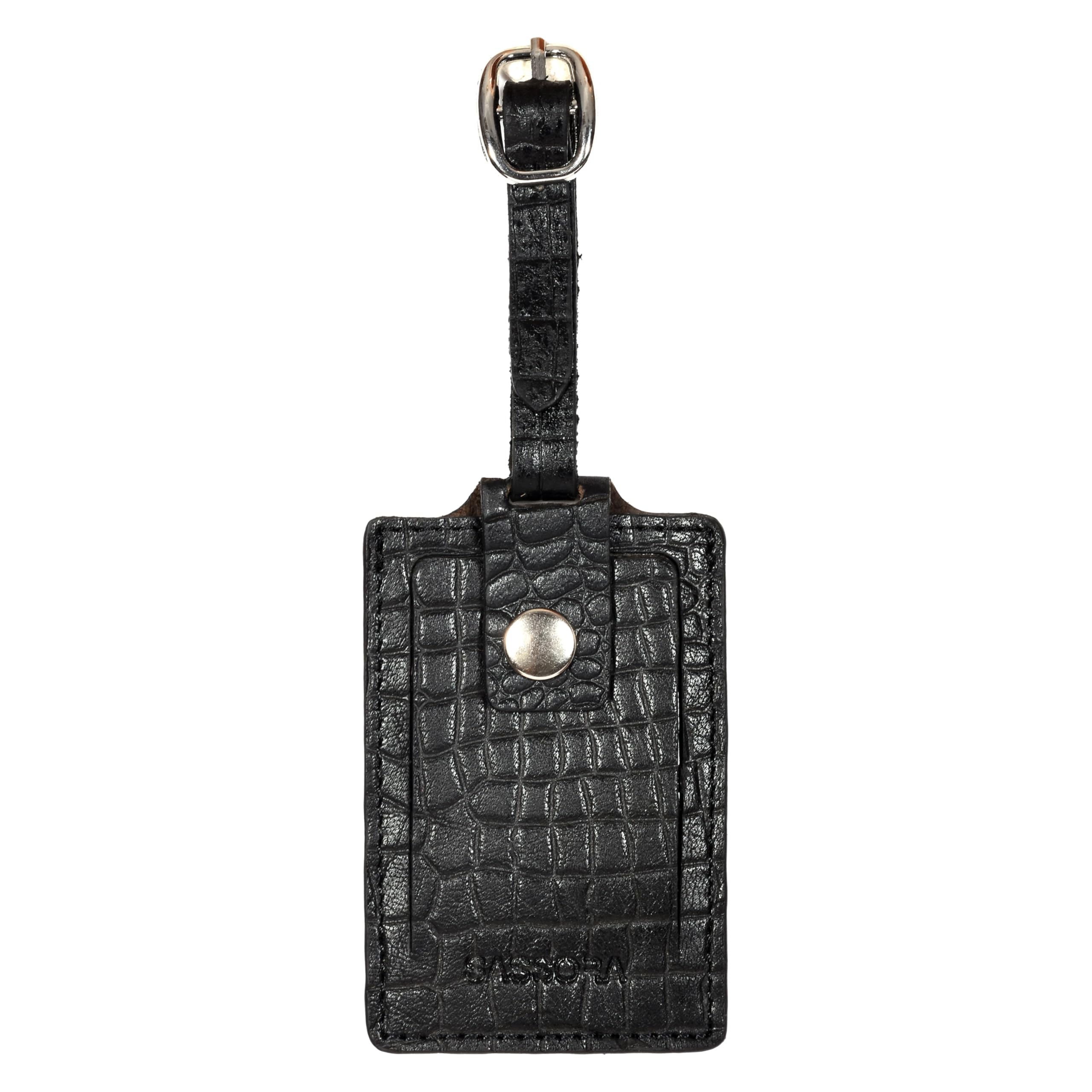 Sassora Genuine Leather Luggage Tag for Suitcases & Bags | Name ID Card Holder with Secure Buckle Strap & Privacy Flap | Travel Identifier for Men & Women-image-13