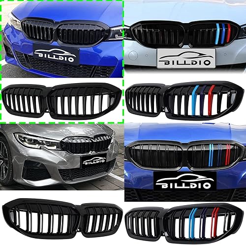 Miniatura 7 de BILLDIO Parrilla G20 - Rejilla de riñón negra compatible con la serie 3 2019-2022 G20 316i318i320i328i330i335i340i, ABS de un solo listón negro