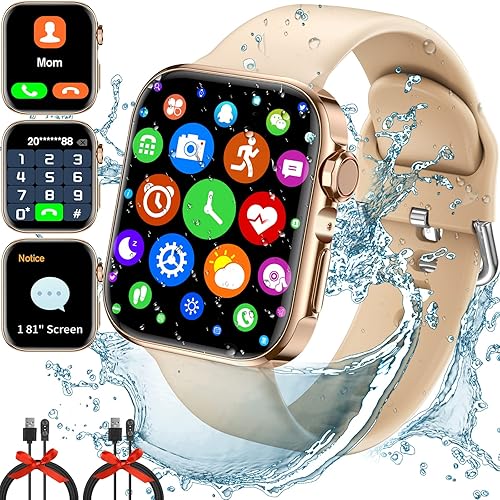 Relojes inteligentes reloj inteligente Bluetooth con pantalla táctil de 181 pulgadas para teléfonos Android iOS 2 cables de carga reloj de fitness