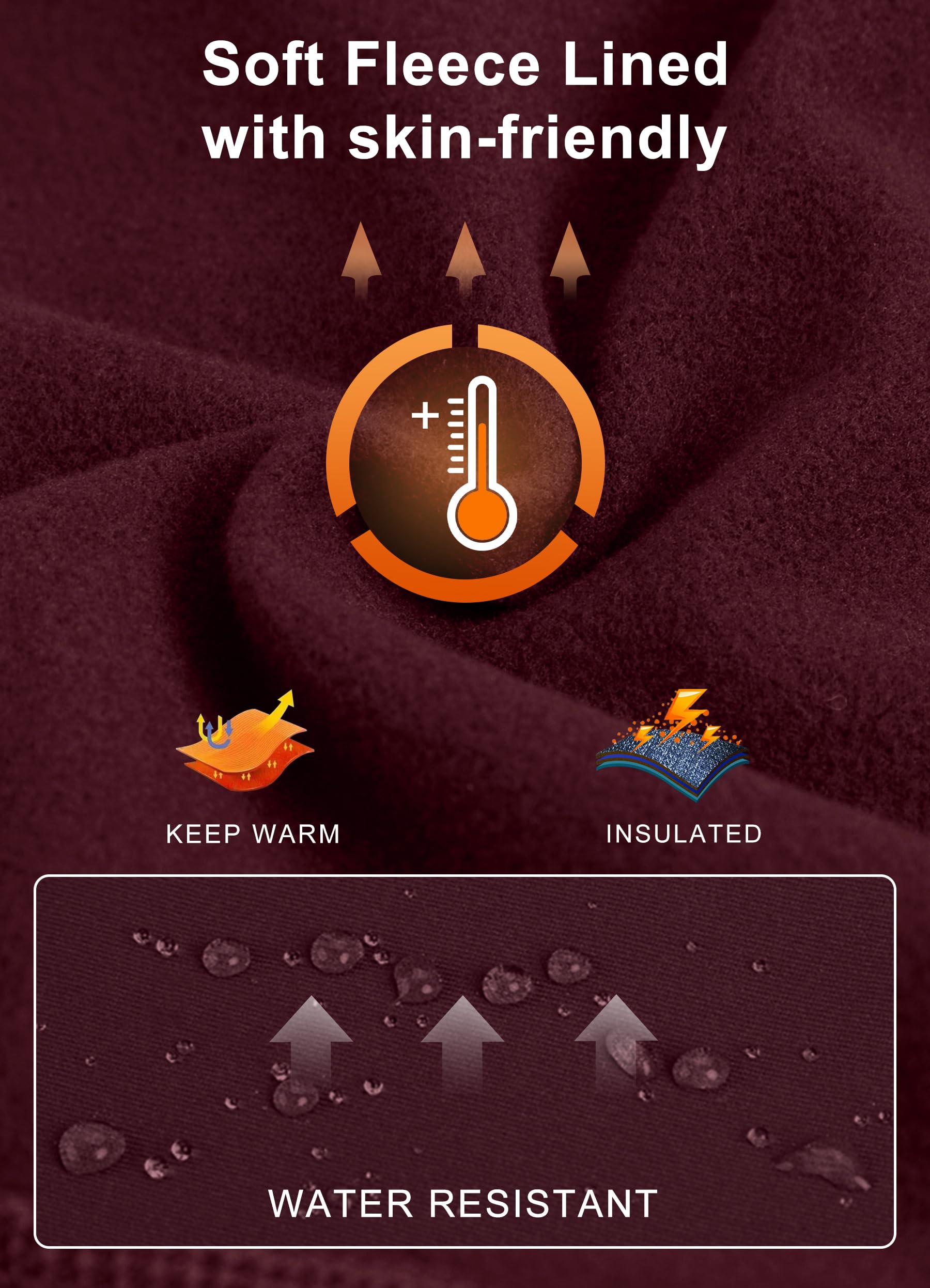 Libin - Legging termici da donna, a zampa d’elefante, pantaloni termici, impermeabili, invernali, adatti per lo yoga, con tasche