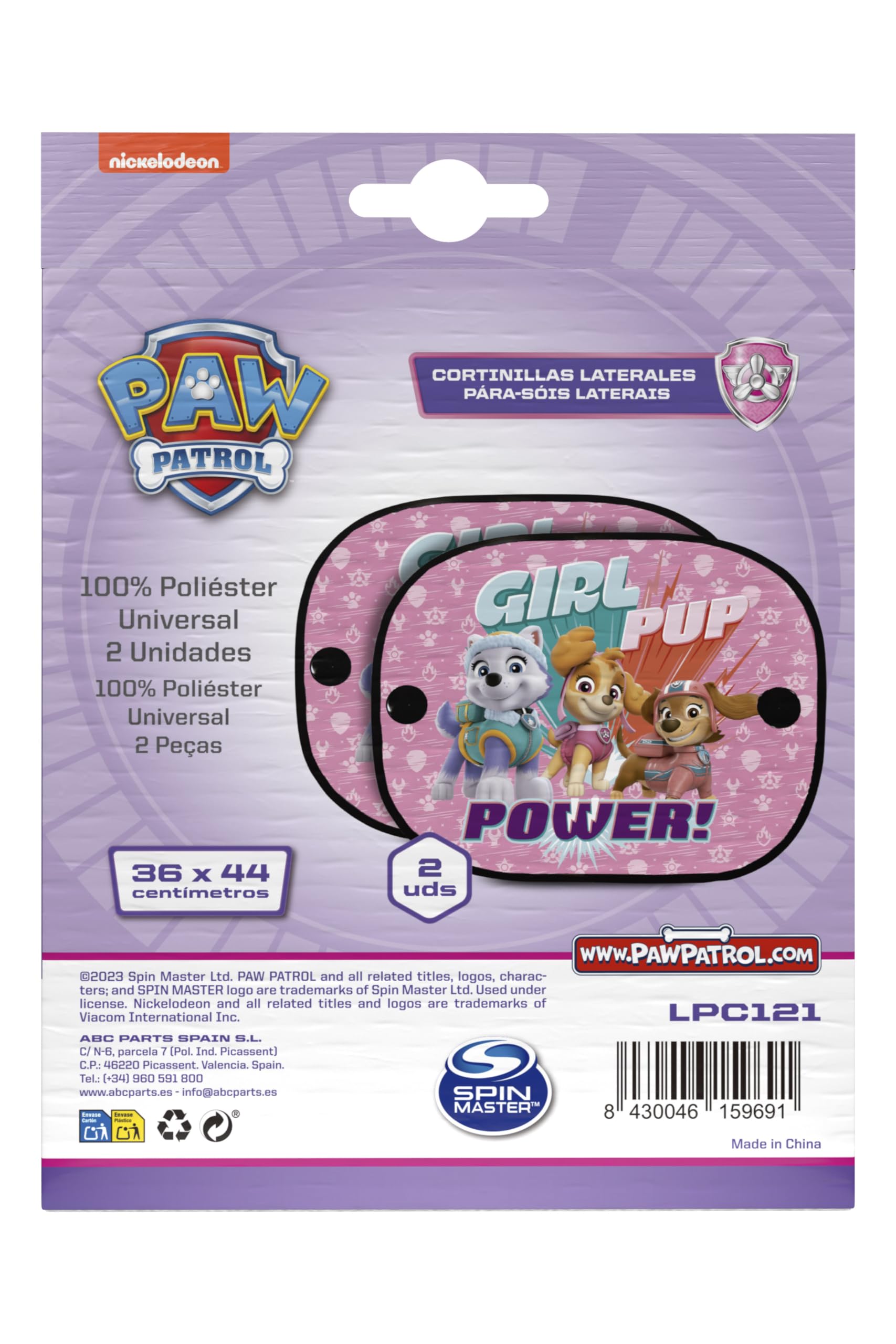 Paw Patrol Lot de 2 Rideaux latéraux microperforés de la Pat' Patrouille Roses avec Les Personnages Skye, Liberty et Everest. Protège des Rayons du Soleil et de la Chaleur