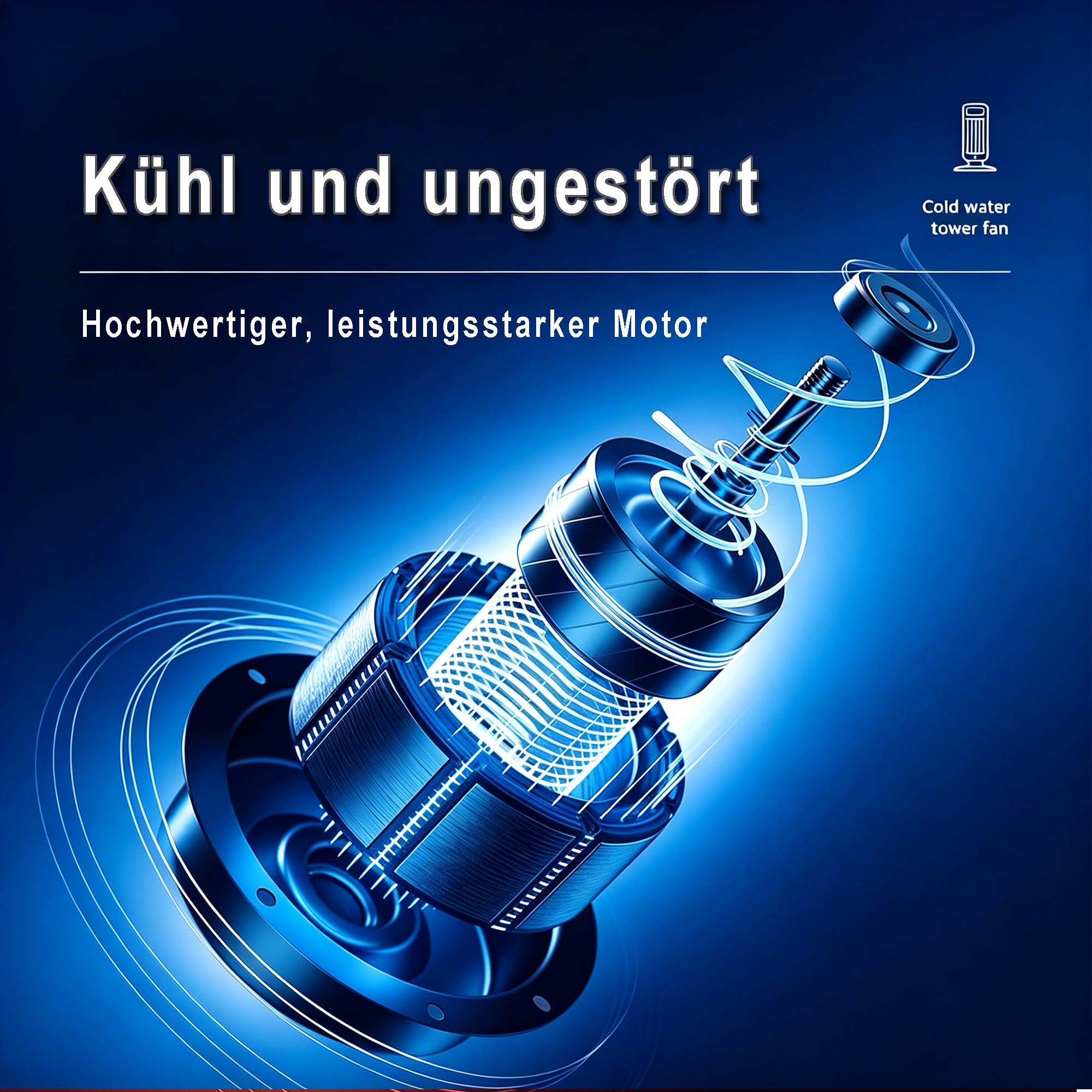 MOZIMO 4-in-1 Kalt-/Warmluft-Ventilator mit Wasserkühlung | Leiser Turmventilator & Raumkühlgerät mit Fernbedienung | Oszillation & 7-Stunden-Timer | Für alle Jahreszeiten geeignet