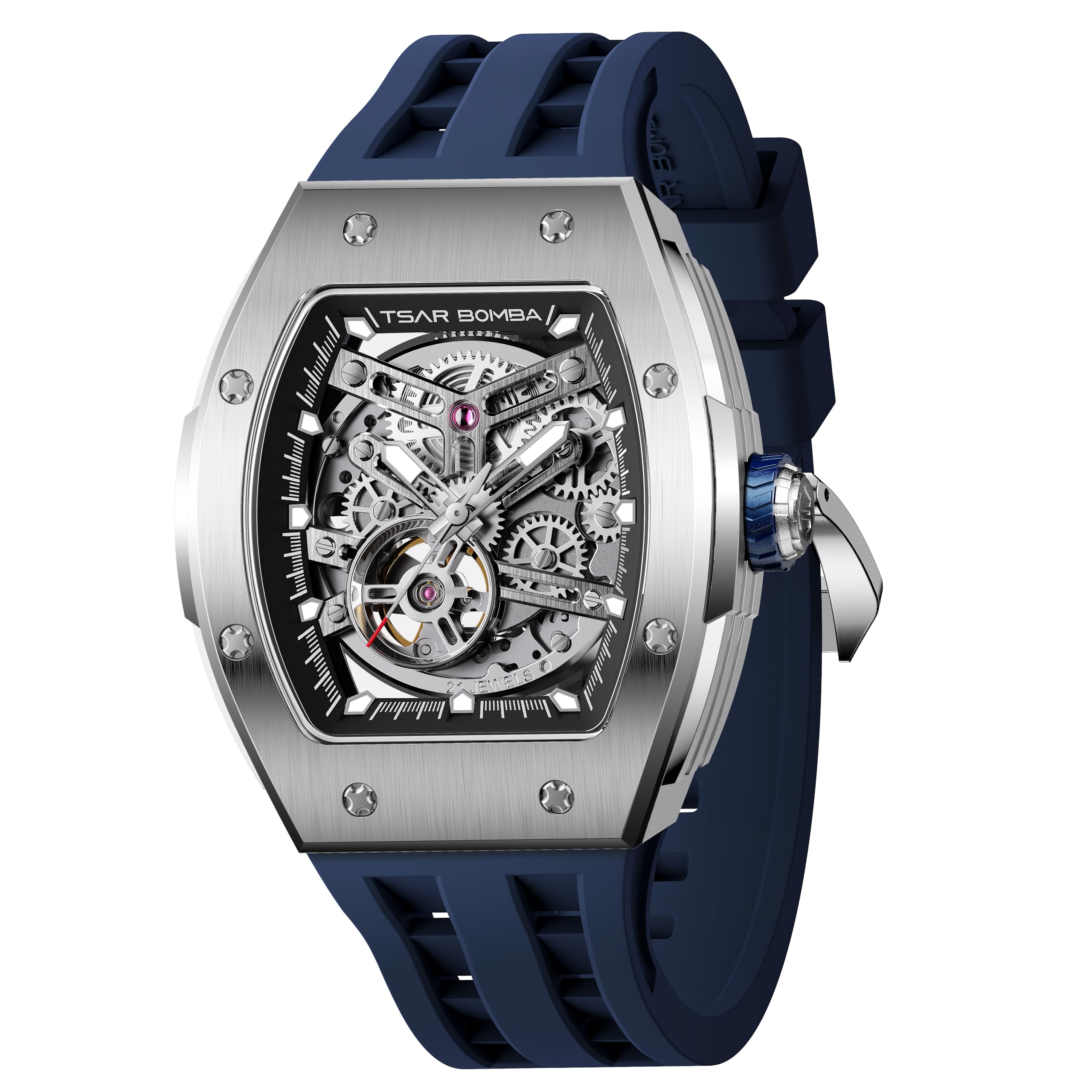 TSAR BOMBA Luxusuhr für Herren mit Quarzwerk, leuchtendem Zifferblatt, 5 ATM wasserdicht, Silikonarmband – Business-Herrenuhr als Festtagsgeschenk