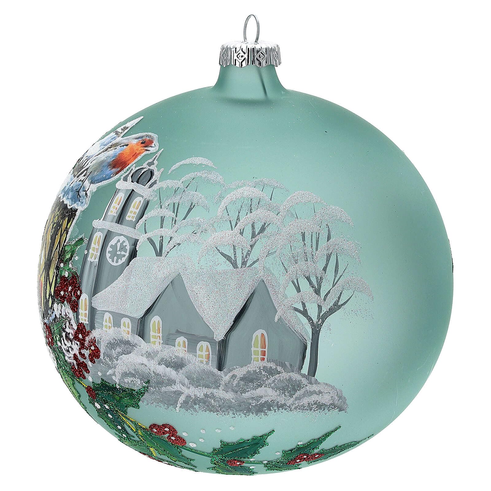 Holyart Bolas de Navidad: Bola Navidad Linterna Acebo Vidrio soplado 150 mm