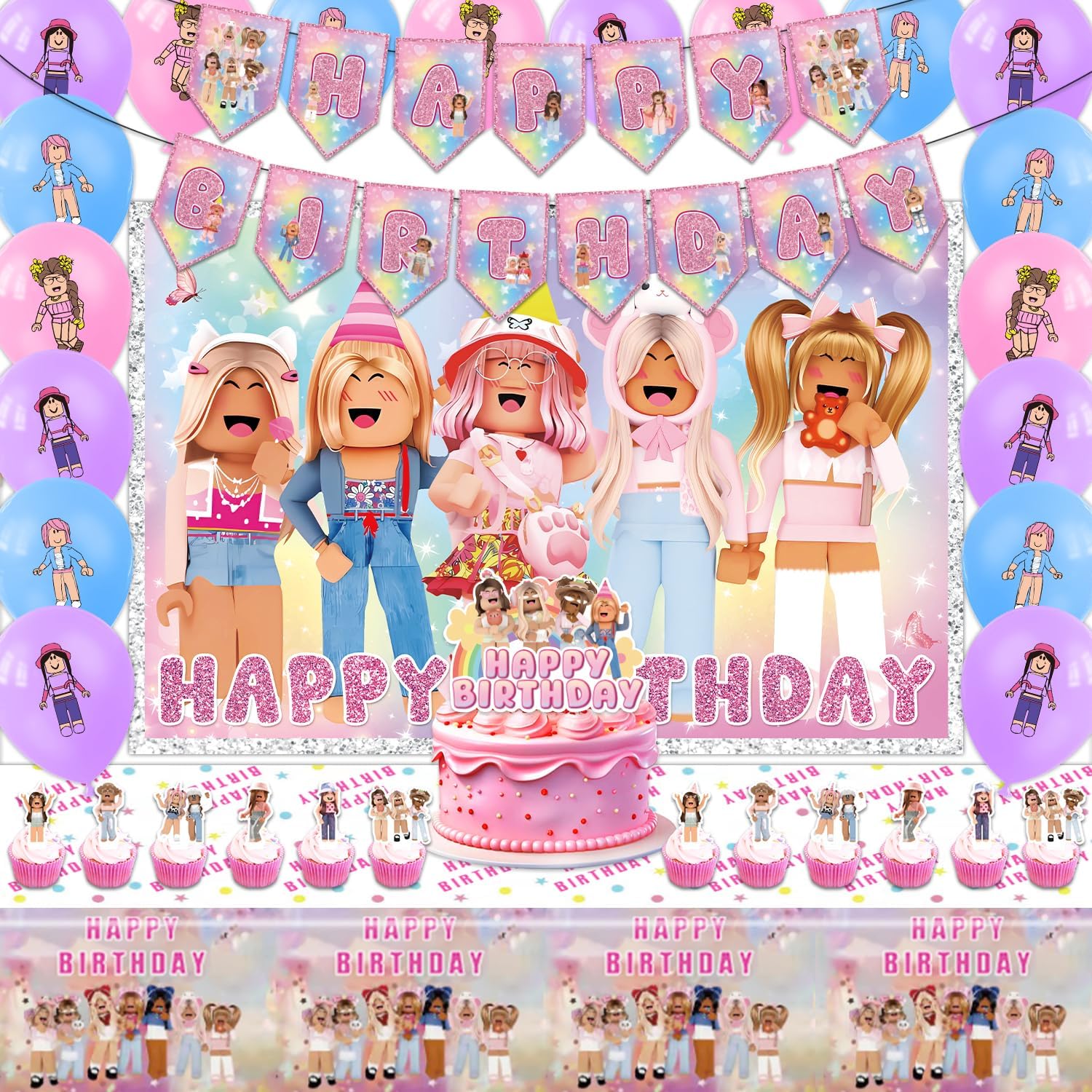 Cartoon Themed Birthday Party Supplies,Birthday Party Decorations Includes Banners Cake Topper Balloons Tablecloth Cupcake Toppers backdrop Cartoon Themed Birthday Party Supplies,Birthday Party Decorations Includes Banners Cake Topper Balloons Tablecloth Cupcake Toppers backdrop