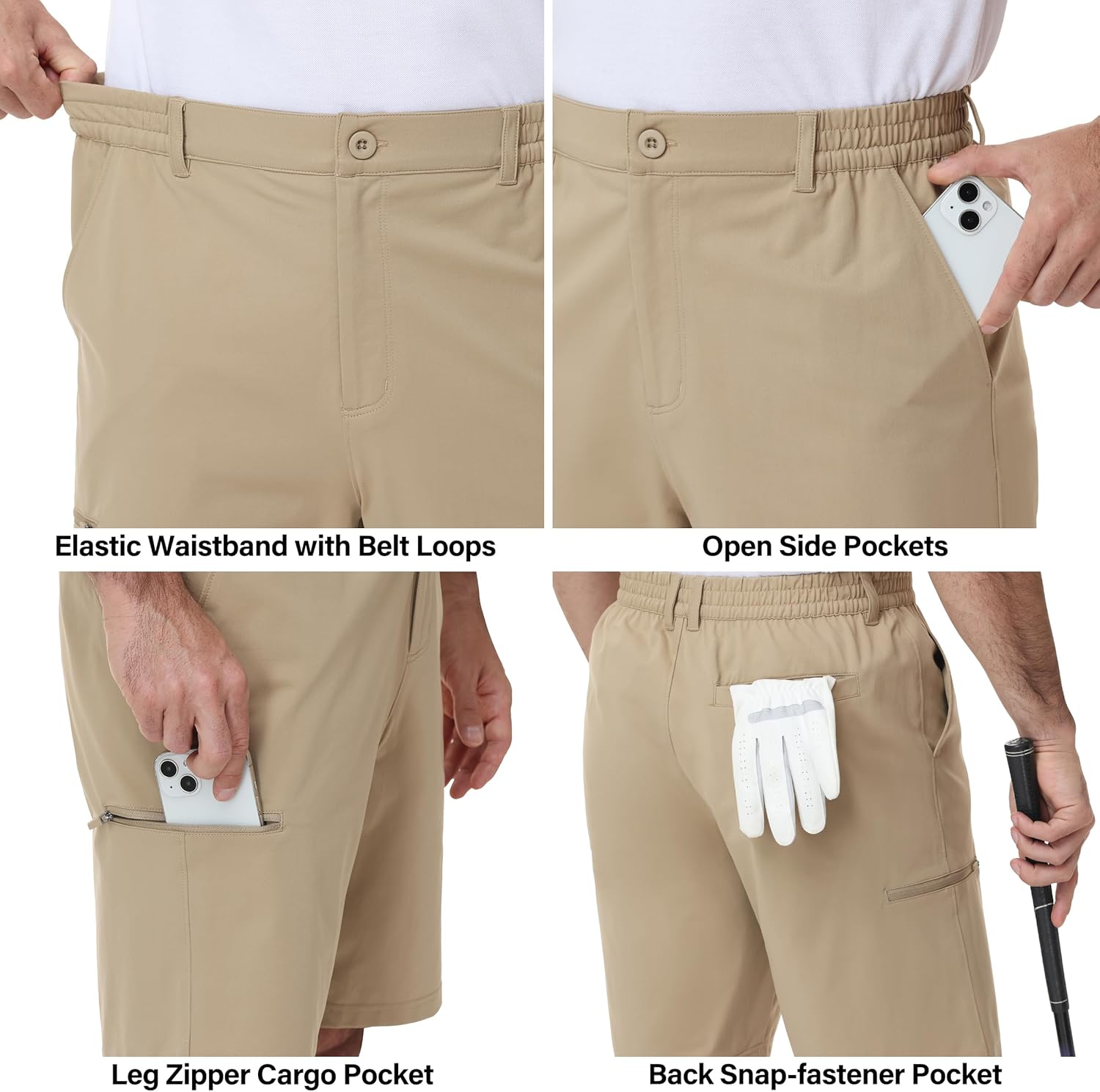 Satankud Men's Golf Shorts 9" Lightweight Stretch Quick Dry Flat Front Casual Shorts for Work Hiking Trips