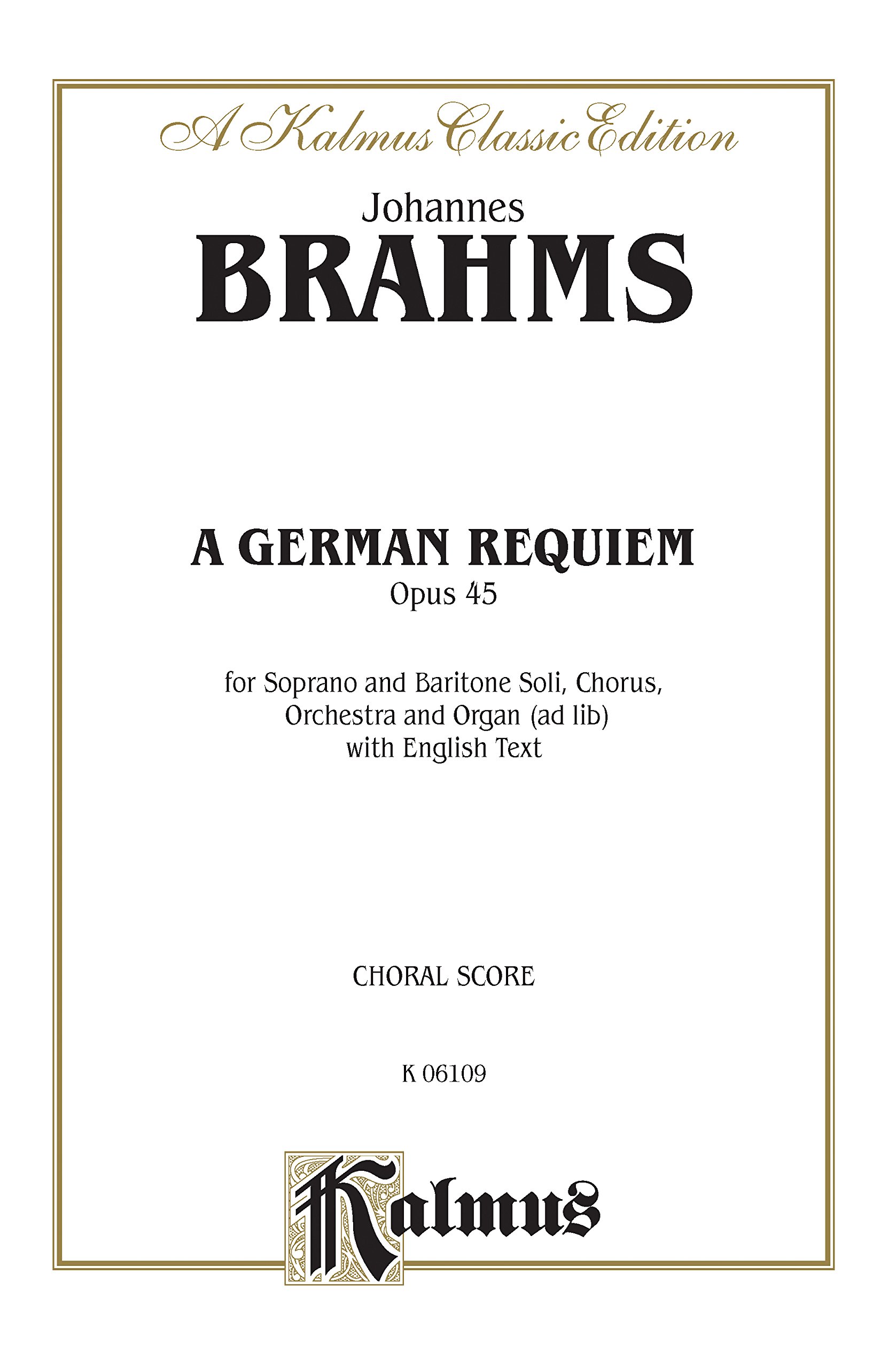 Un Requiem Allemand op 45 partition SATB Kalmus