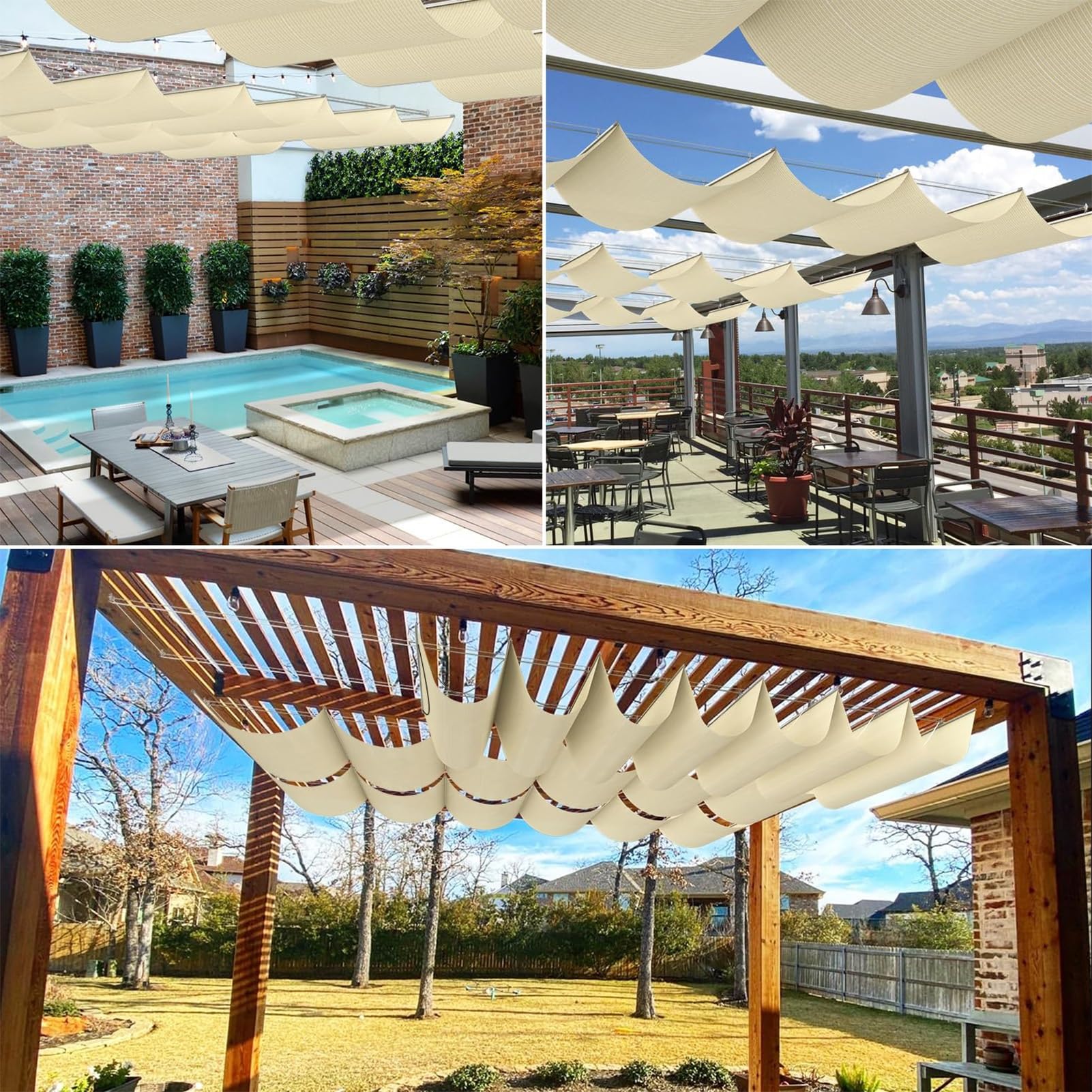Ausziehbares Sonnensegel, UV-Schutz, wasserdicht, für Terrasse, Garten, Hinterhof, Terrasse, Pera, 1 x 2 m