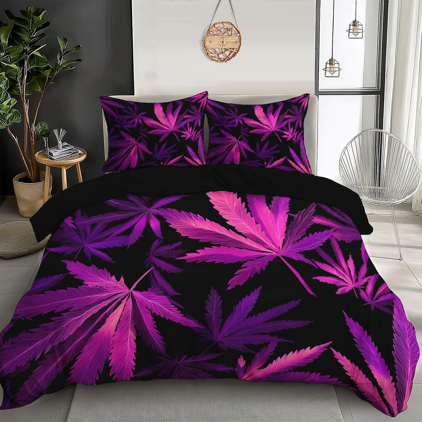 Housse de couette violette hypoallergénique 240x260 cm microfibre douce