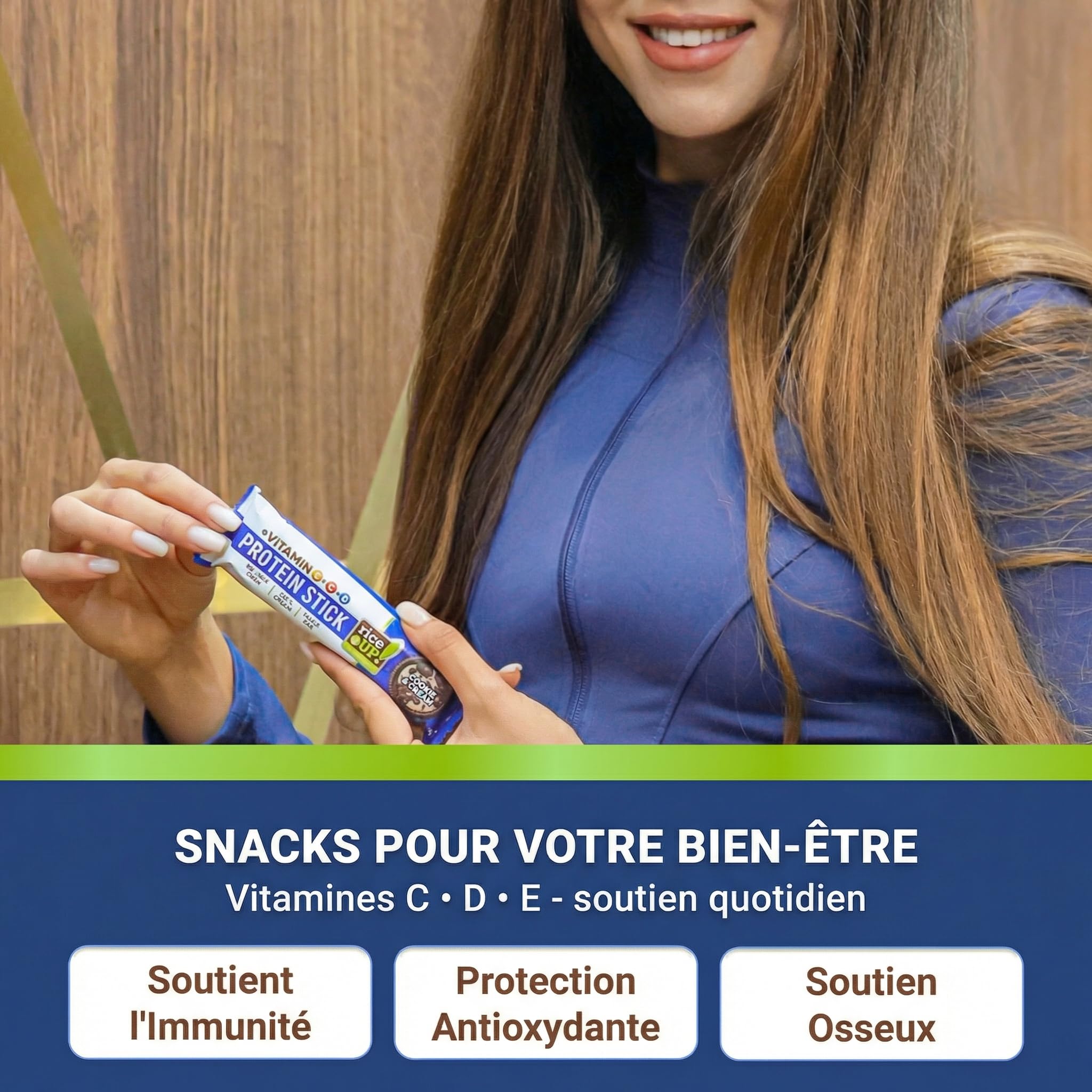 RiceUP! Barre Protéinée Cookie & Cream 30% – Barre Protéine Sans Sucre Ajouté, Sans Gluten & Sans Huile de Palme – Snack Protéiné Fitness & Nutrition Sportive – 15 x 40 g