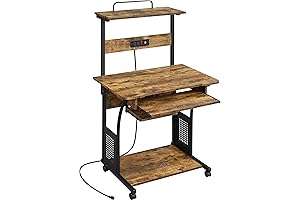 Rockpoint Axess Ergonomic Computer Desk - Space Saving Office Desk with Keyboard...