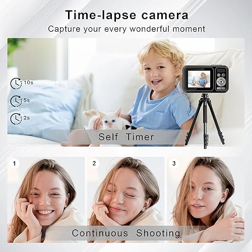 Miniatura 4 de Cámara Digital, Cámara de 48MP con Enfoque Automático para Niños, Cámaras Digitales FHD 1080P Point and Shoot con Tarjeta de 32GB, Zoom 16X