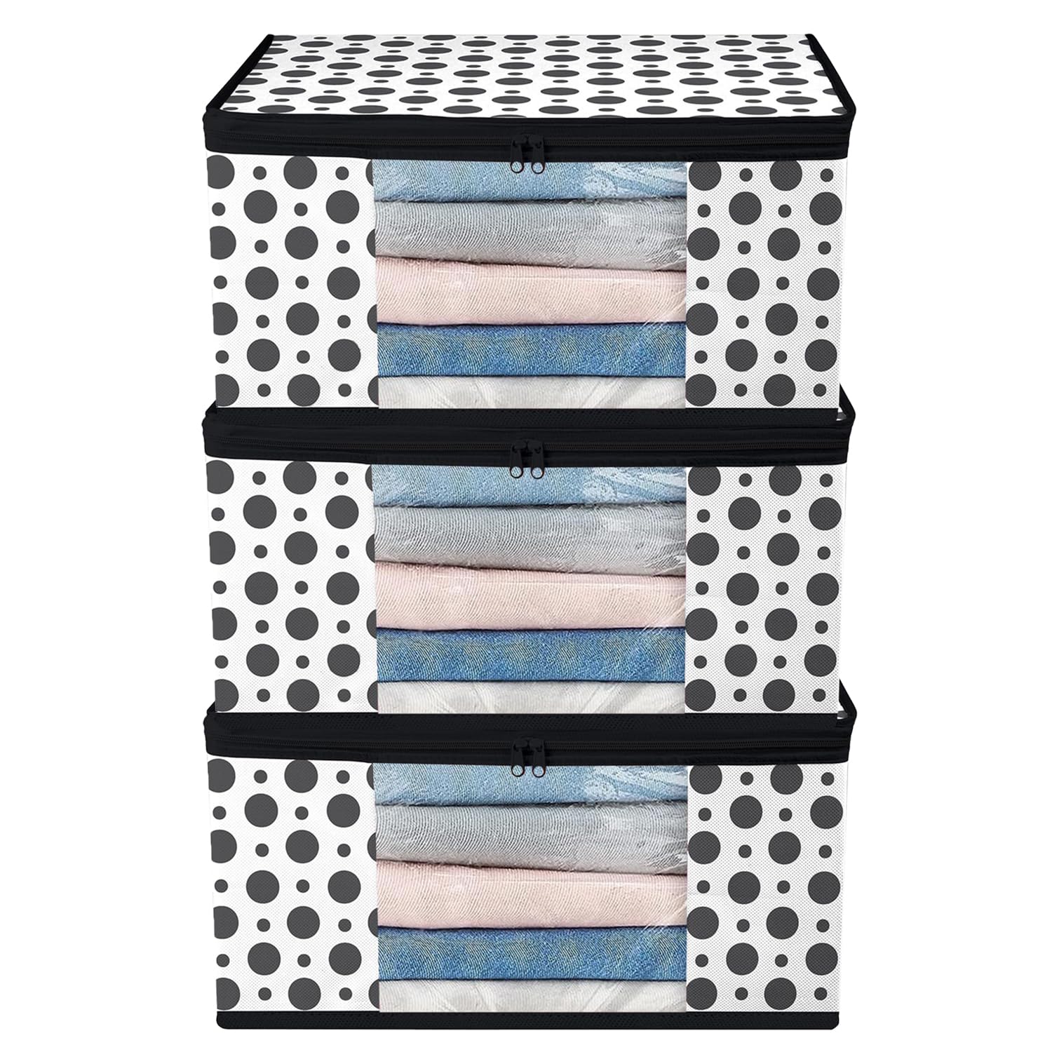 AARON INC Saree Cover With Zipper Closure Non Woven Fabric Clothes Storage Bag Wardrobe Organizer Transparent Window Garment Cover Polka Dot Design White (BZRWBSC03 (B0CVH3ZY8G) Amazon Price History, Amazon Price Tracker