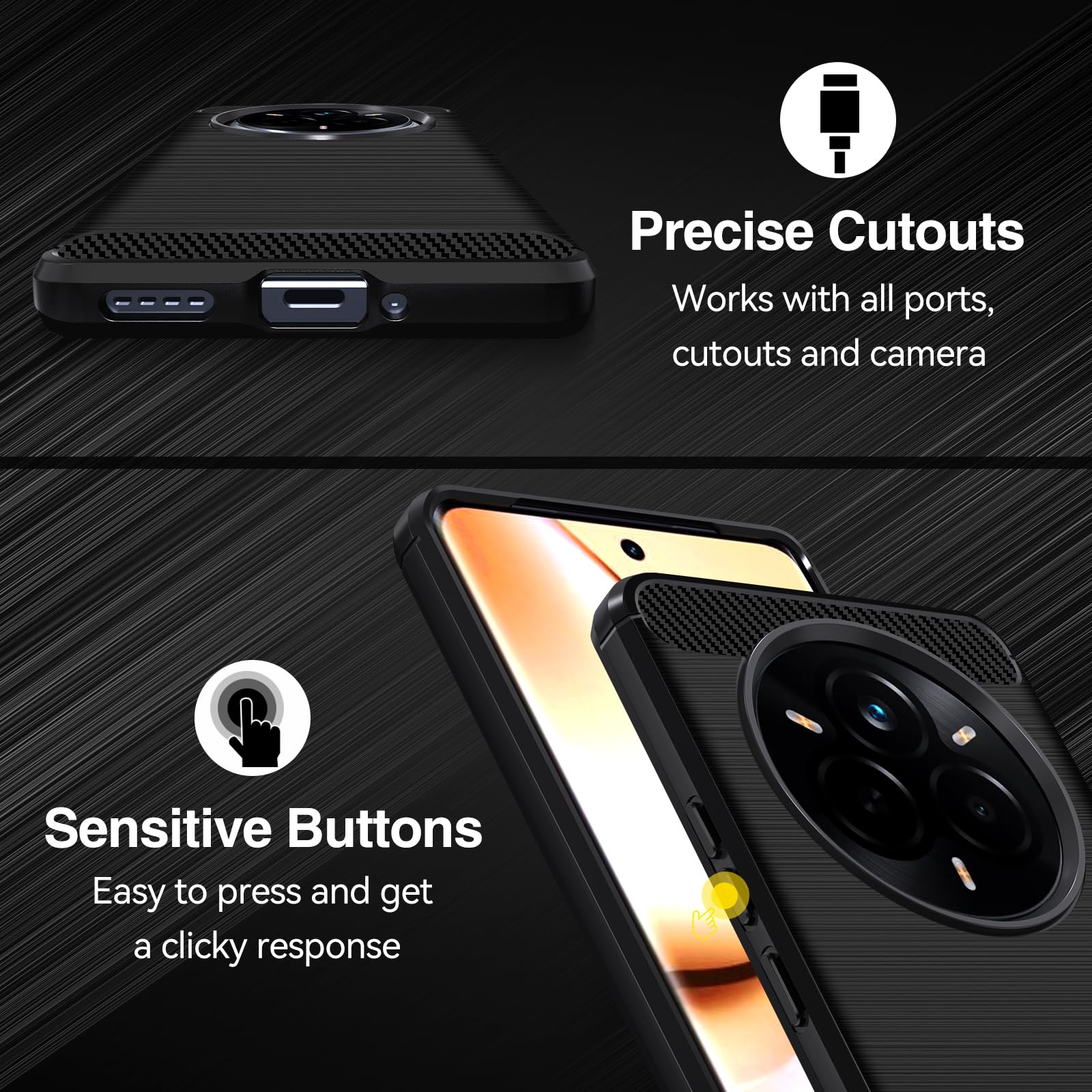 iVoler Cover in Silicone per Realme 11 5G con Protezione della Fotocamera, Ultra Sottile Custodia in TPU Morbida Anti-Graffio Antiurto Protettiva Case, Nero