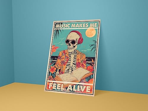 Miniatura 8 de Decoración de pared para sala de música, decoración de calavera gótica, diseño de calavera gótica, letrero de lata divertido para habitación de