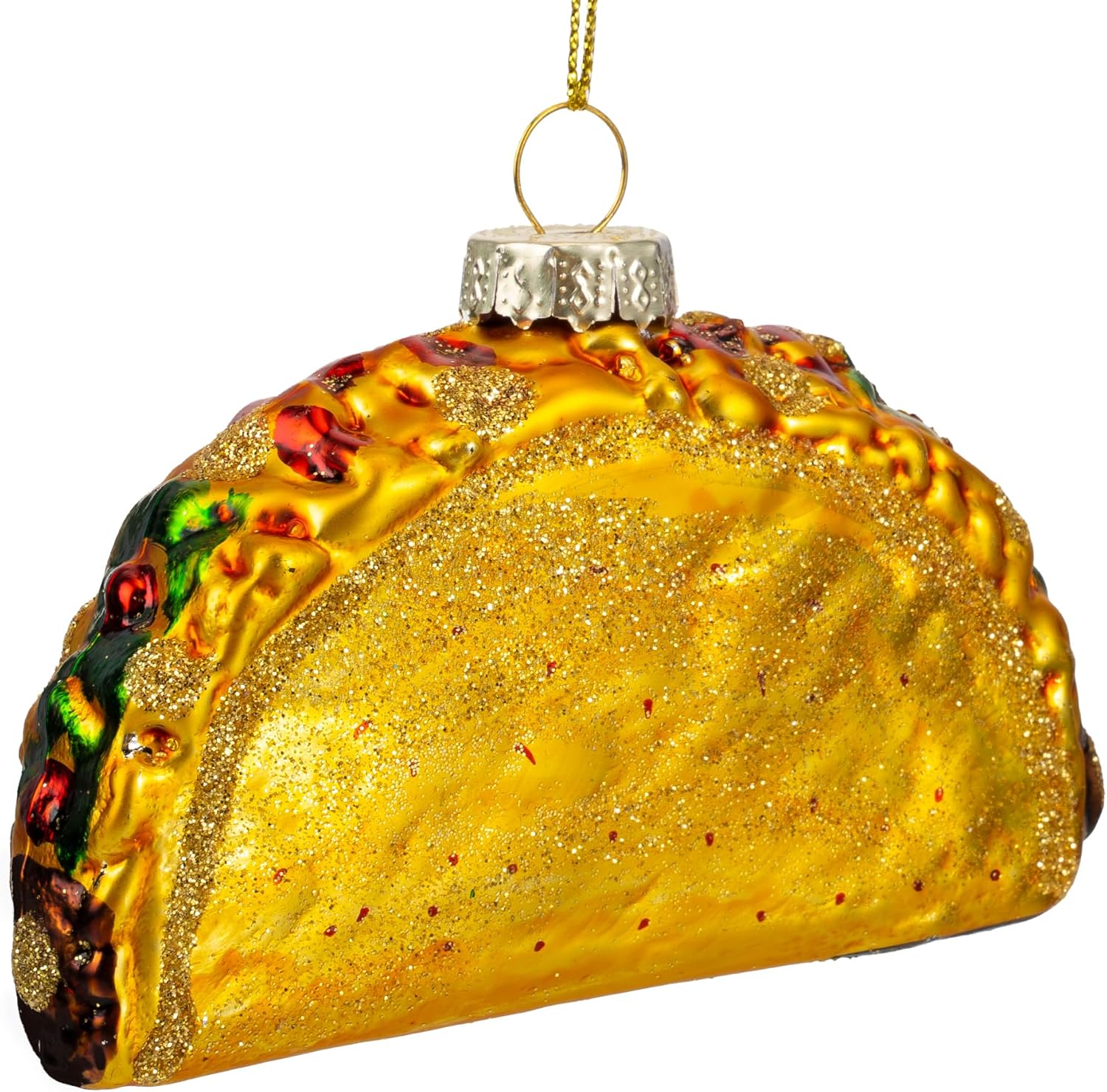 Joiedomi Christmas Taco Glass Ornament, Xmas Glass Blown Food Ornament Presents for Christmas Tree Decoration Indoor