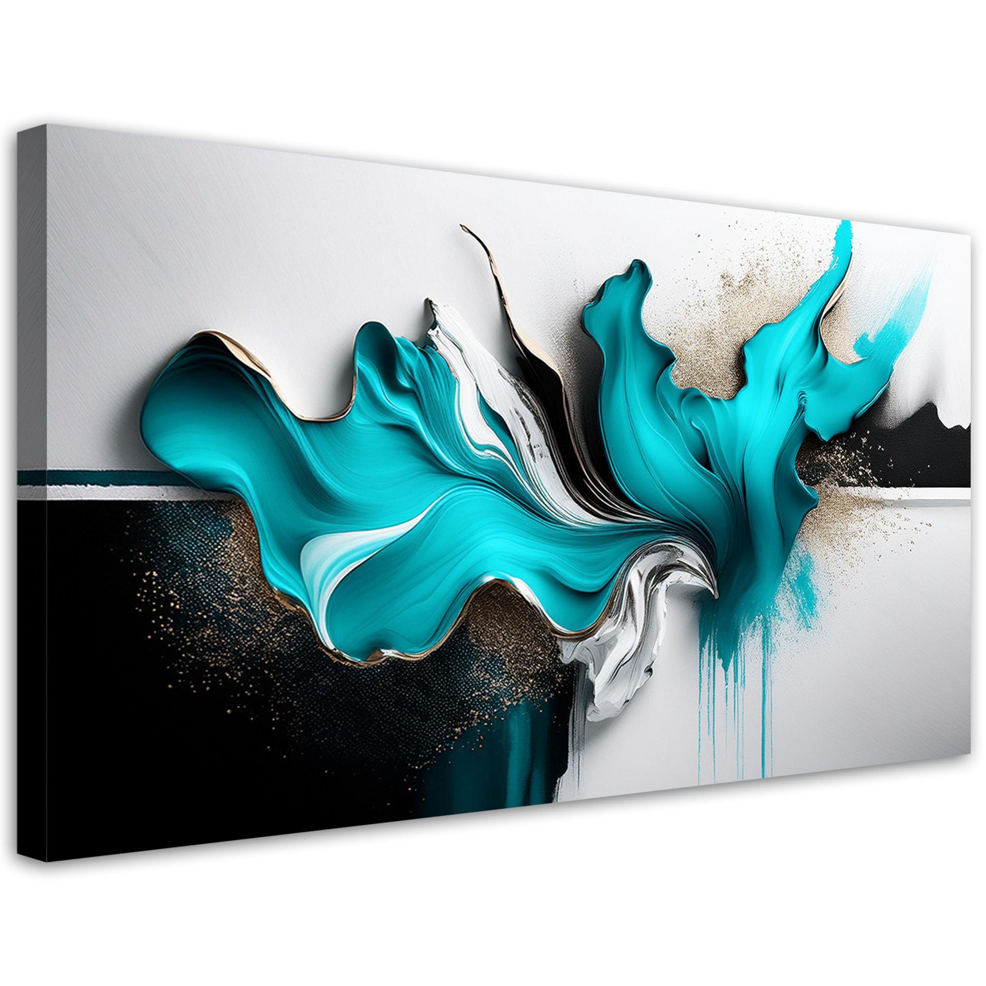 Feeby Cuadro - Cuadros Para Dormitorios - Abstracción turquesa, efecto 3D - 120x60 cm - Decoracion Pared - Para el Dormitorio y la Sala de Estar