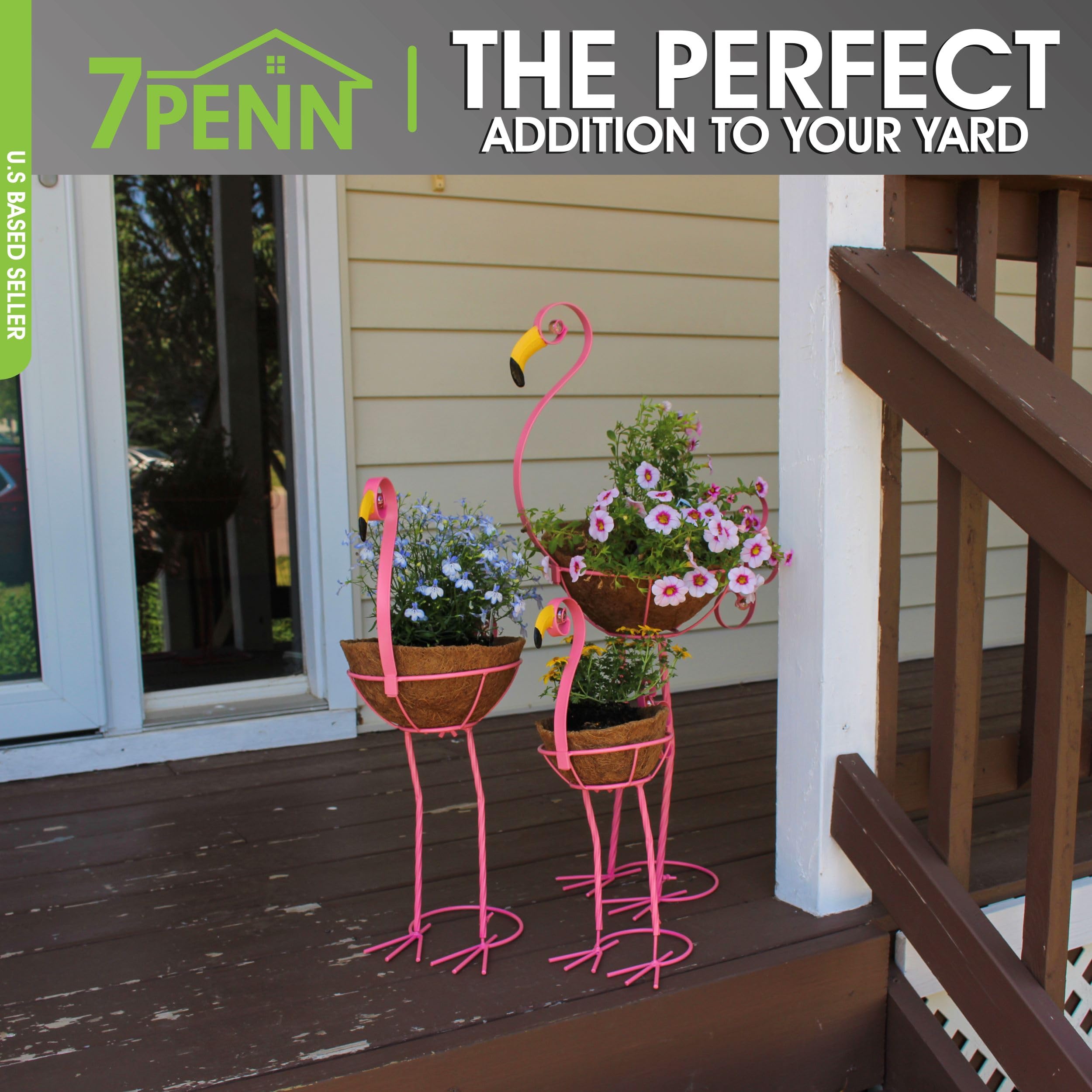 Amazon.co.jp: 7Penn フラミンゴプランター メタルフラワー 屋外装飾 3