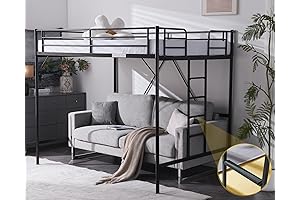 VINGLI Full Size Loft Bed Frame with Flat Rungs