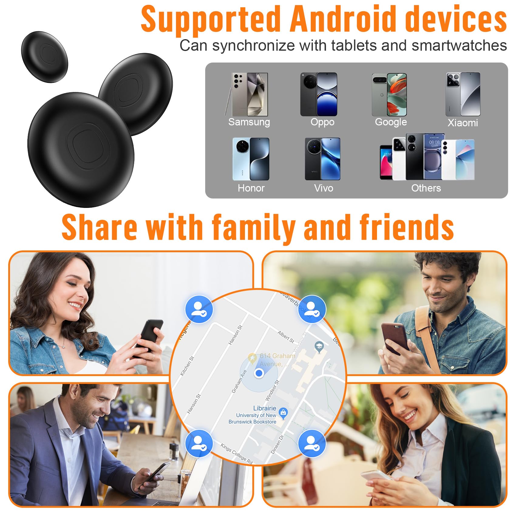 Air Tracker Android, IP67 Impermeabile Smart Tag Individuatore chiavi compatibile con Google Find Hub APP (Android Solo) 4 Pack Bluetooth Tag Key Finder per Bagaglio/Portafoglio/Valigia/Borse