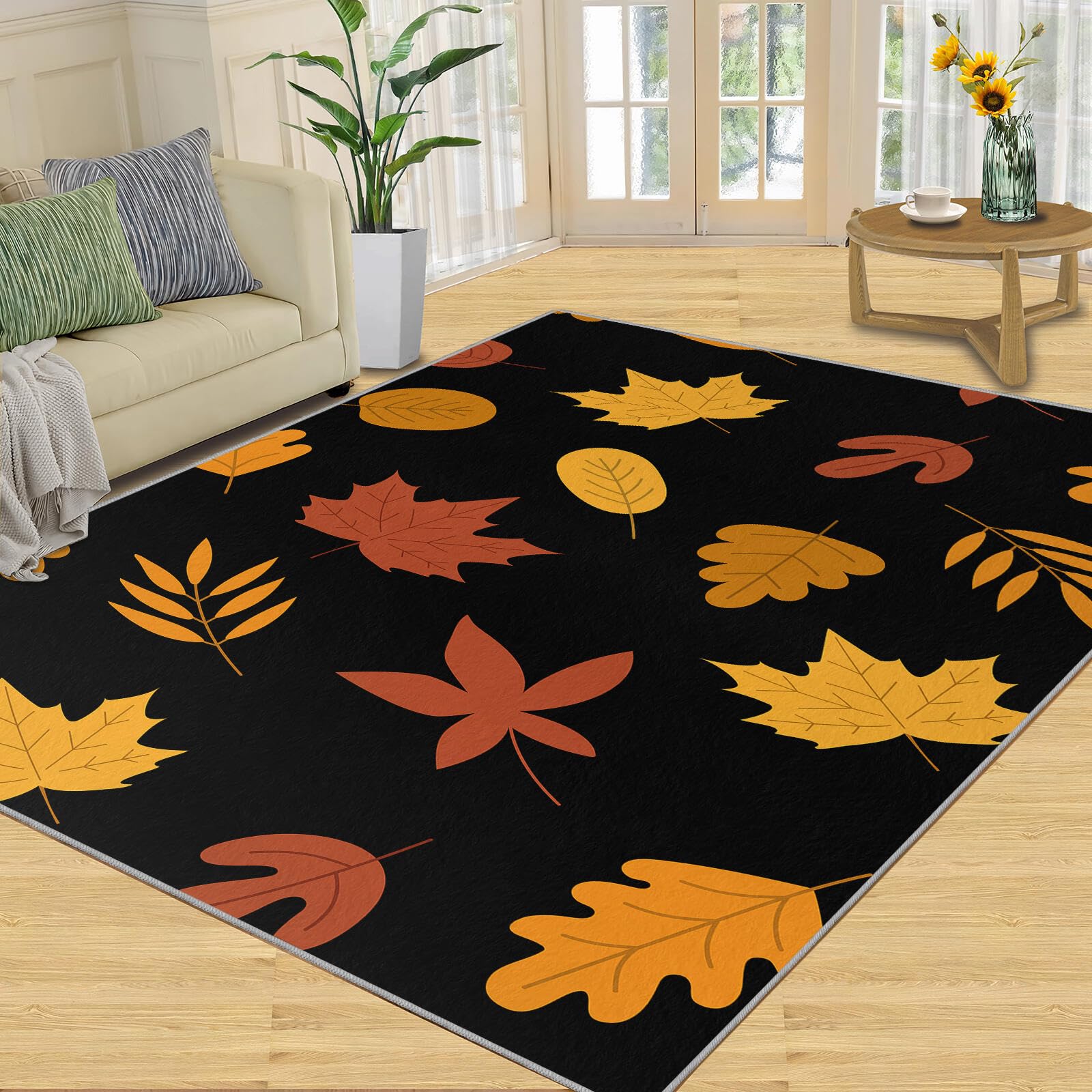 Tapis de feuilles d'automne lavable : la solution anti-glisse pour couloir et salon