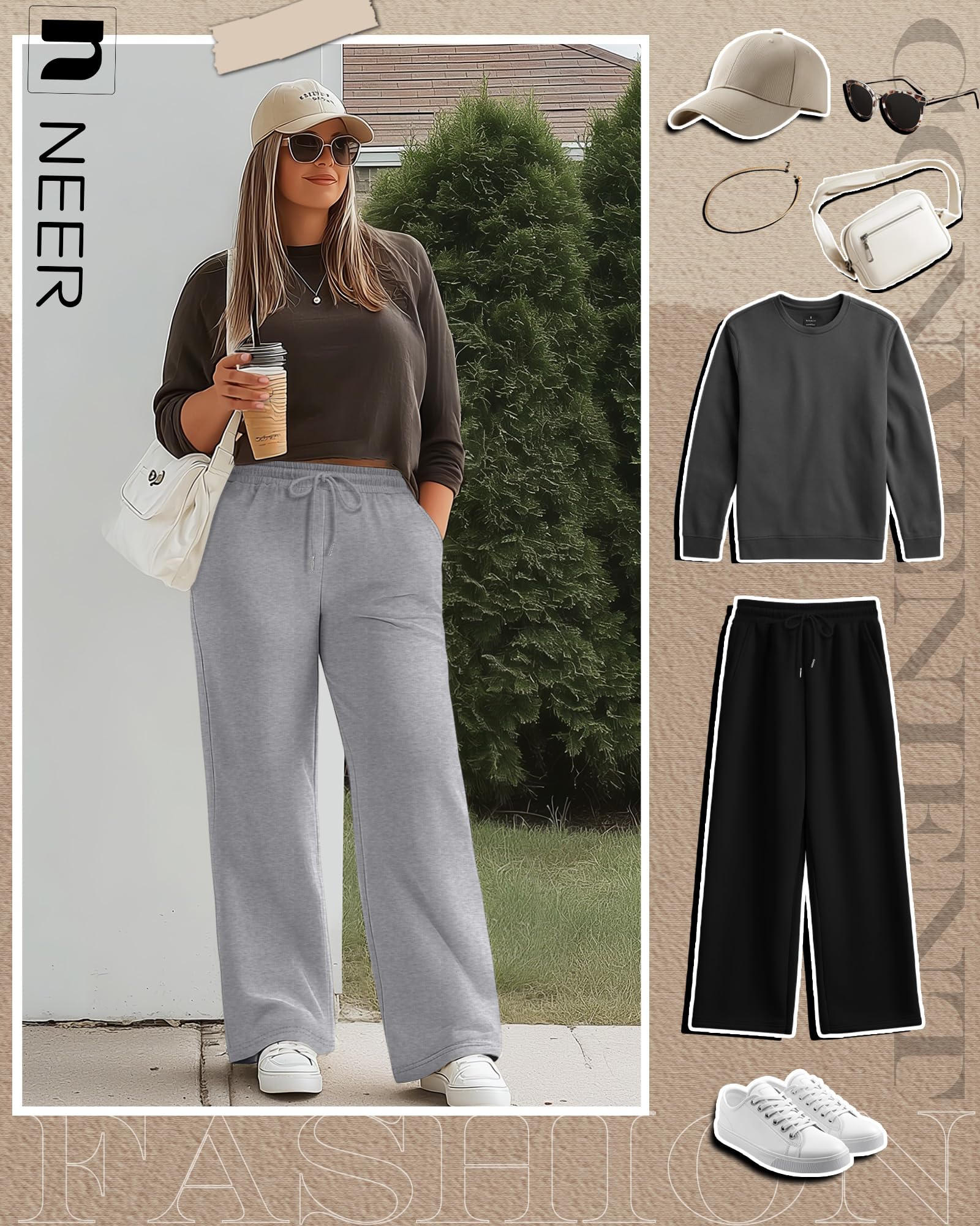 Neer 3 pantaloni sportivi donna taglie forti larghi