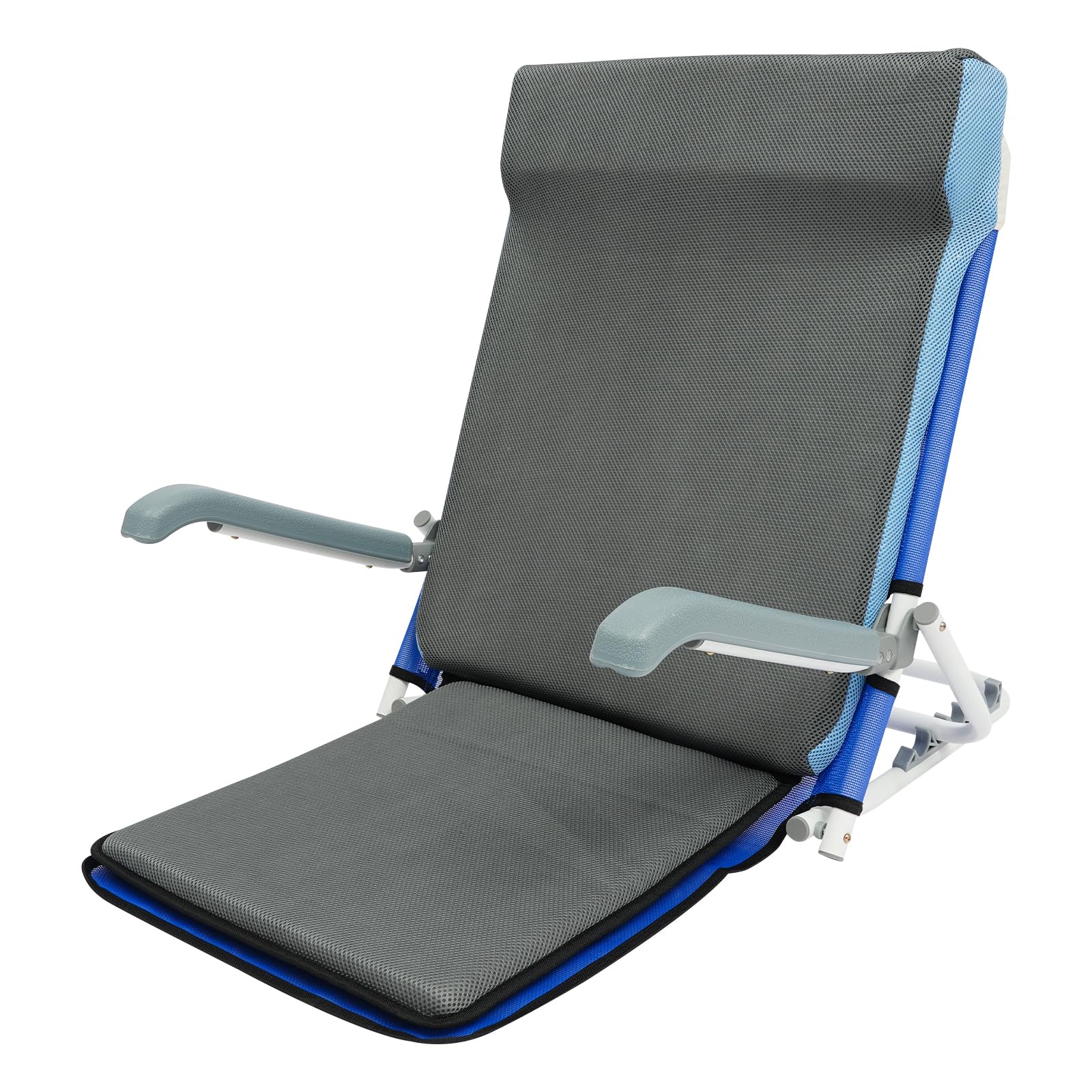 Respaldo ajustable en altura para cama, 5 niveles de inclinación (20°-75°), soporte plegable para cama de hasta 90 kg, con reposacabezas y red transpirable, incluye venda para los ojos